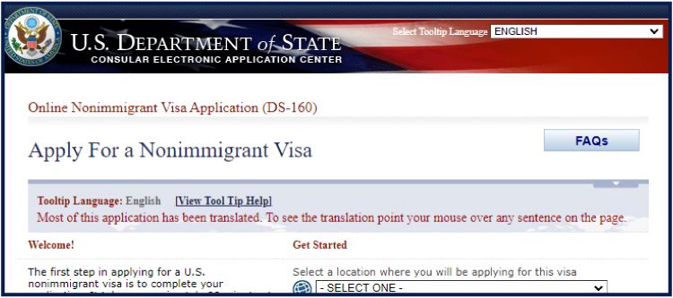 visitor visa form ds 160